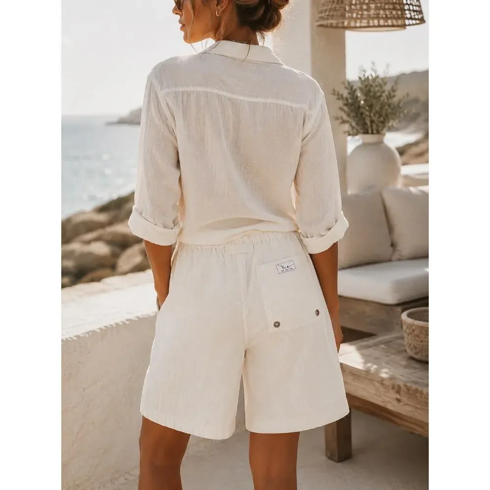 Free People We The Free White Drawstring Beach Shorts Size S Coastal Resort Boho
